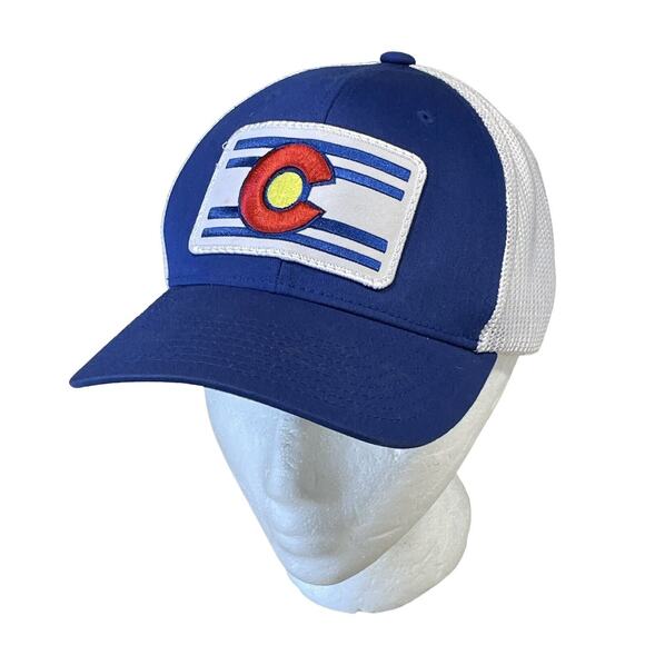 Colorado Limited FLEXFIT Blue/White Mesh Trucker Hat Embroidered Logo One Size - Picture 1 of 11